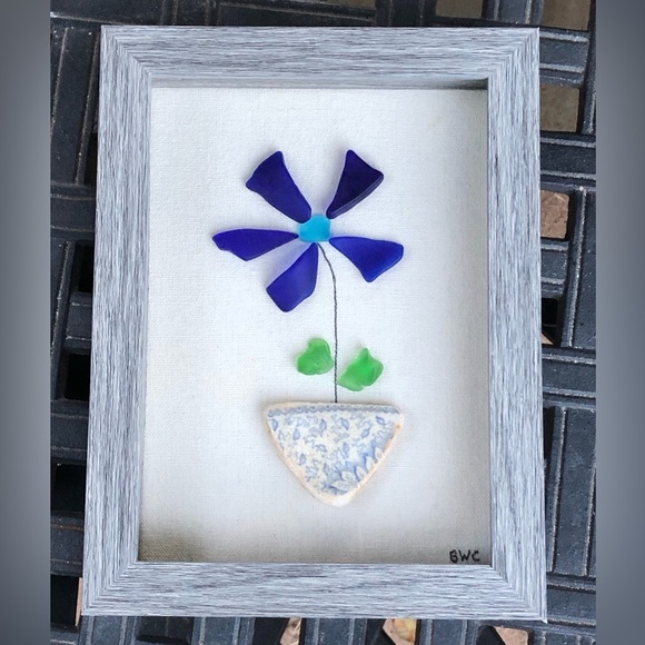 Bloom Where You Are Planted! Handmade Sea Glass and Sea Pottery Art - Picture 1 of 1